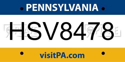 HSV8478 Pennsylvania License Plate