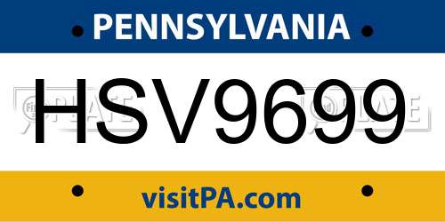 HSV9699 Pennsylvania License Plate