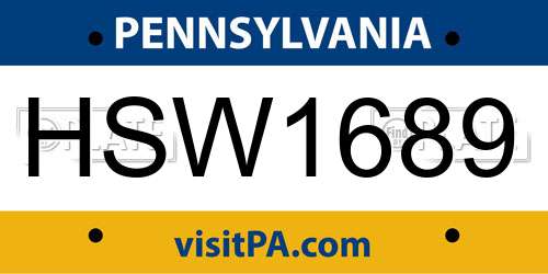 HSW1689 Pennsylvania License Plate