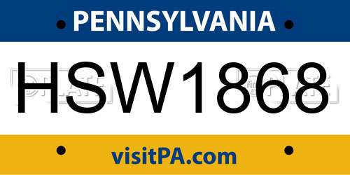 HSW1868 Pennsylvania License Plate