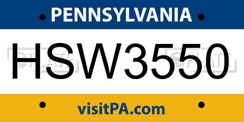 HSW3550 Pennsylvania License Plate