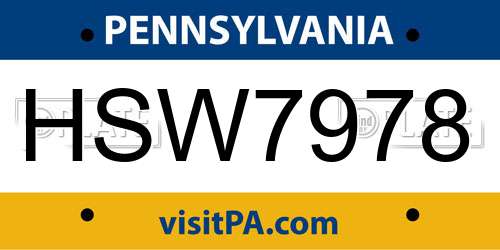 HSW7978 Pennsylvania License Plate