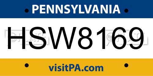 HSW8169 Pennsylvania License Plate
