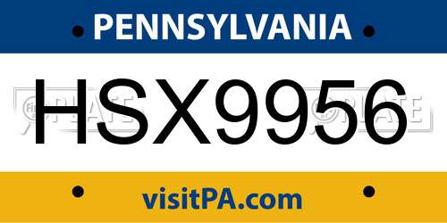 HSX9956 Pennsylvania License Plate