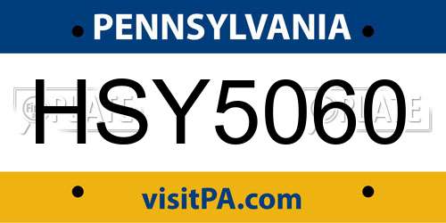 HSY5060 Pennsylvania License Plate