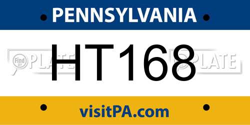 HT168 Pennsylvania License Plate