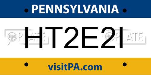 HT2E2I Pennsylvania License Plate