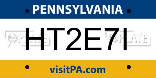 HT2E7I Pennsylvania License Plate