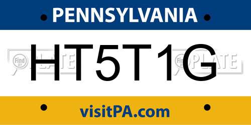 HT5T1G Pennsylvania License Plate