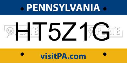 HT5Z1G Pennsylvania License Plate
