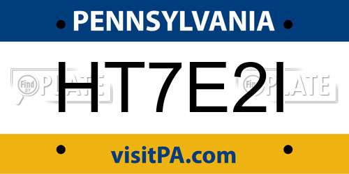 HT7E2I Pennsylvania License Plate