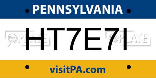 HT7E7I Pennsylvania License Plate