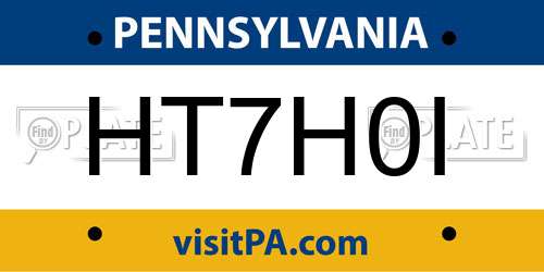 HT7H0I Pennsylvania License Plate