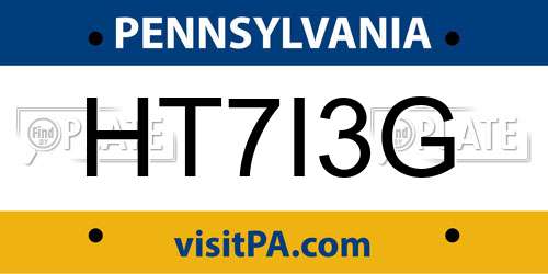 HT7I3G Pennsylvania License Plate
