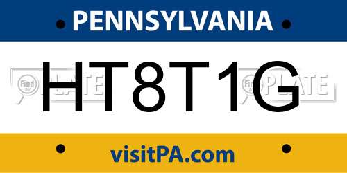 HT8T1G Pennsylvania License Plate