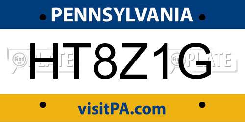 HT8Z1G Pennsylvania License Plate