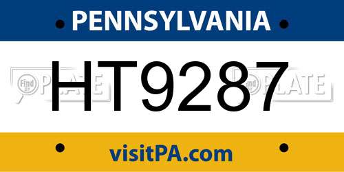 HT9287 Pennsylvania License Plate