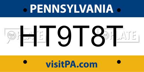 HT9T8T Pennsylvania License Plate