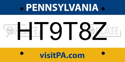 HT9T8Z Pennsylvania License Plate