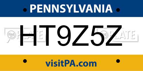 HT9Z5Z Pennsylvania License Plate