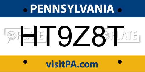 HT9Z8T Pennsylvania License Plate