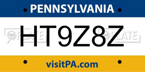 HT9Z8Z Pennsylvania License Plate