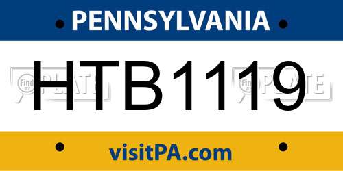 HTB1119 Pennsylvania License Plate