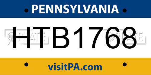 HTB1768 Pennsylvania License Plate