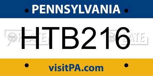 HTB216 Pennsylvania License Plate