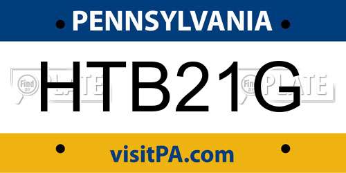 HTB21G Pennsylvania License Plate