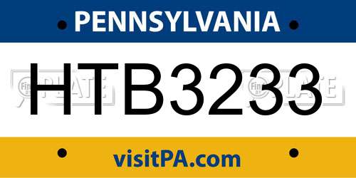 HTB3233 Pennsylvania License Plate