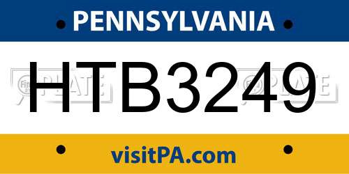 HTB3249 Pennsylvania License Plate