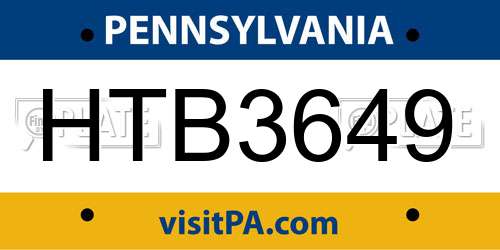 HTB3649 Pennsylvania License Plate