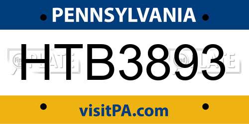 HTB3893 Pennsylvania License Plate