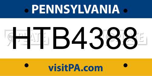 HTB4388 Pennsylvania License Plate