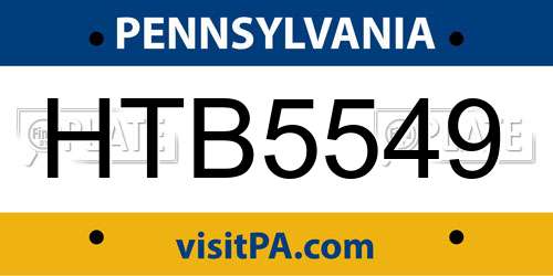 HTB5549 Pennsylvania License Plate