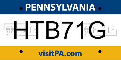 HTB71G Pennsylvania License Plate