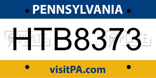 HTB8373 Pennsylvania License Plate