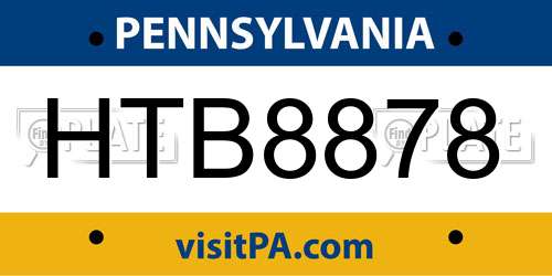 HTB8878 Pennsylvania License Plate