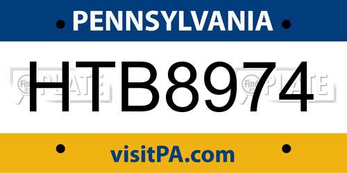 HTB8974 Pennsylvania License Plate