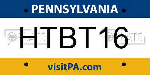 HTBT16 Pennsylvania License Plate
