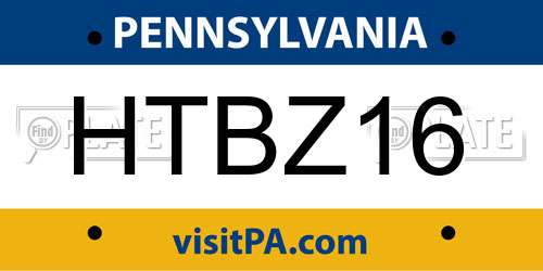 HTBZ16 Pennsylvania License Plate