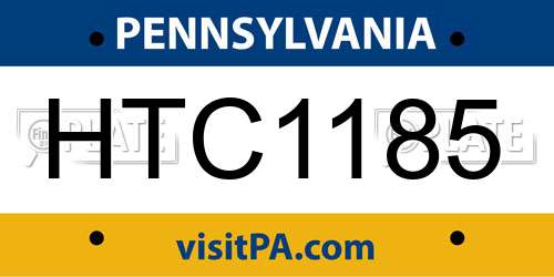 HTC1185 Pennsylvania License Plate