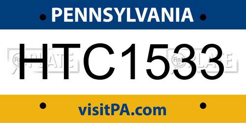 HTC1533 Pennsylvania License Plate