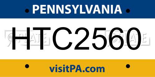 HTC2560 Pennsylvania License Plate