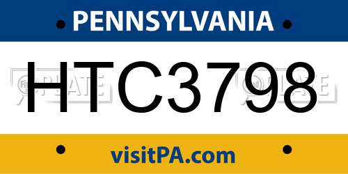 HTC3798 Pennsylvania License Plate