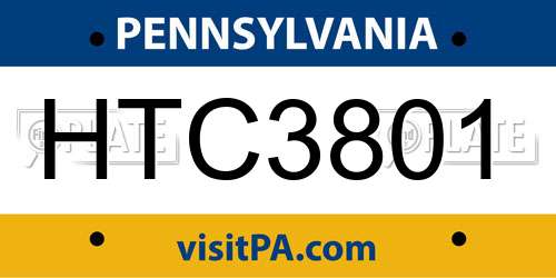 HTC3801 Pennsylvania License Plate