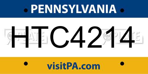 HTC4214 Pennsylvania License Plate