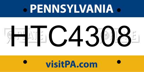 HTC4308 Pennsylvania License Plate