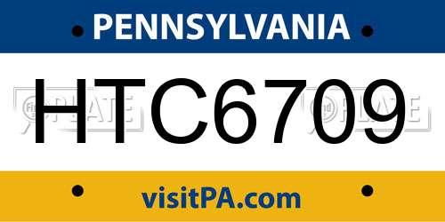 HTC6709 Pennsylvania License Plate